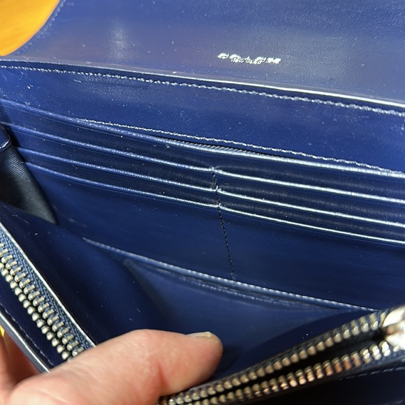 COACH Metallic Blue Cowhide Swagger Wallet - Picture 14 of 16